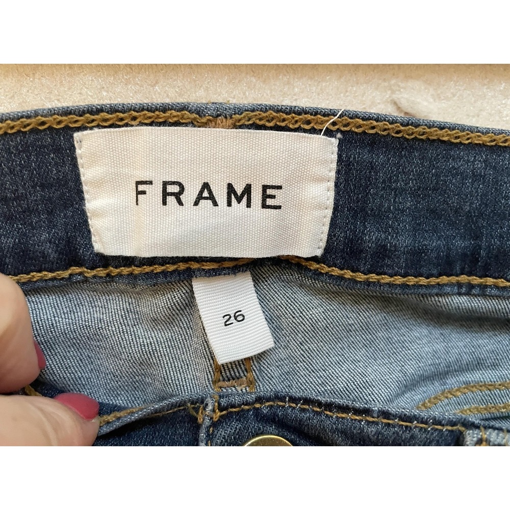 Frame Le High Skinny‎  Crop Jeans Women 26 Blue Stretch Denim Ankle Mid Rise - Picture 4 of 11
